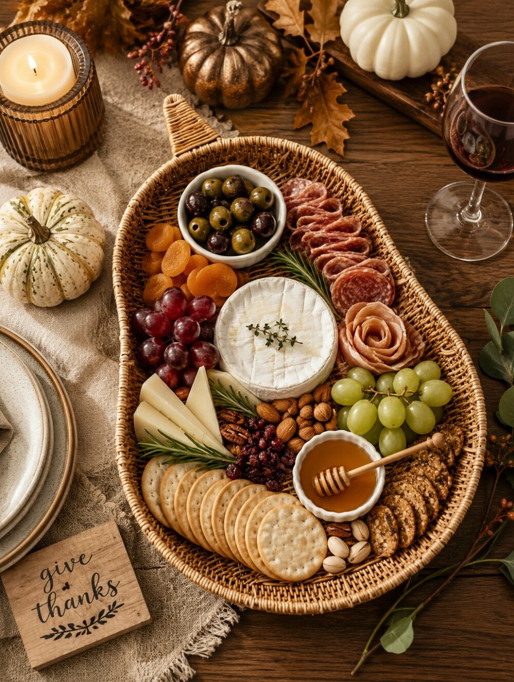 Pear-Shaped Woven Basket Tray For Decor Or Charcuterie